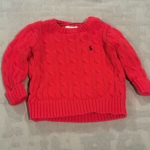 Ralph Lauren Baby Cable Knit Sweater – Red – Size 12 Months
